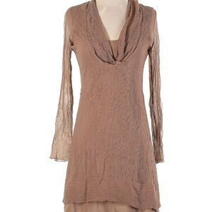 BCBGMaxAzria Brown Cowl Neck Sheath Dress